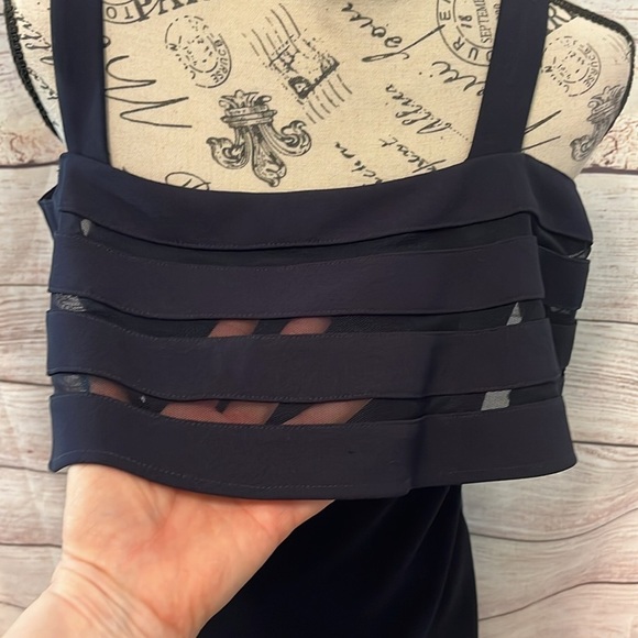 Joseph Ribkoff Cocktail Dress Off Shoulder Navy Blue Size 4 Side Zipper Lined - Picture 4 of 8